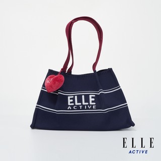 【ELLE ACTIVE】法式運動風針織肩背手提包-深藍色 (EA25A1FB401-39)