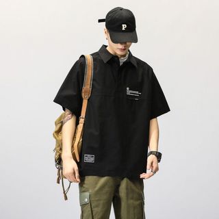🔥【夏季新品】POLO衫男士POLO衫工裝POLO衫痞帥POLO衫短袖POLO衫潮流POLO衫寬鬆POLO衫帥氣POLO