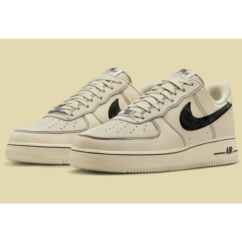 NIKE AIR FORCE 1 Contrast Stitch 米白 黑描邊HQ2037-200 男女鞋