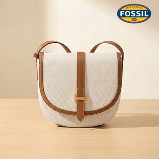 【FOSSIL 官方旗艦館】Emery 金釦斜背馬鞍包-白色 SHB3275101