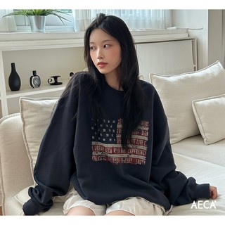 GOODFORIT / 韓國AECA White Easy & Free Flag Sweat 破壞洗舊國旗衛衣/兩色