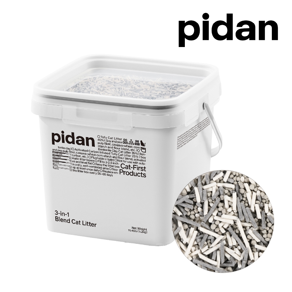 pidan 混合貓砂 5.2kg 三合一活性碳 純英文版 桶裝 大容量 豆腐砂 礦砂 活性碳 混合砂 豆腐砂 貓砂 吸臭