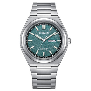 CITIZEN 星辰 GENT'S AW0130-85X 光動能超級鈦腕錶 綠面 39.5mm