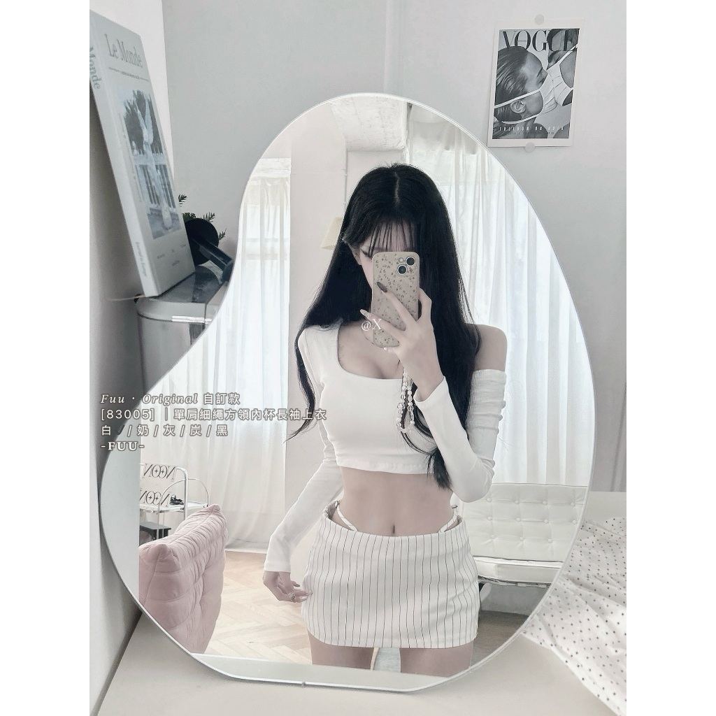 𝐹𝑢𝑢 · 𝑂𝑟𝑖𝑔𝑖𝑛𝑎𝑙 自訂款   [83005]單肩細繩方領內杯長袖上衣