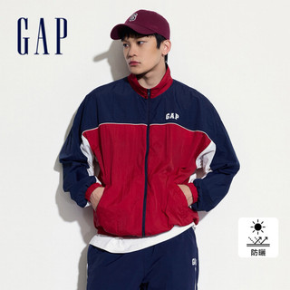 GAP-Logo防曬立領外套-紅藍撞色(L)