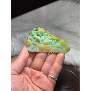 早期收藏三彩翡翠龍鳳花卉玉梳吊墜 立體雕工 佩戴收藏都美