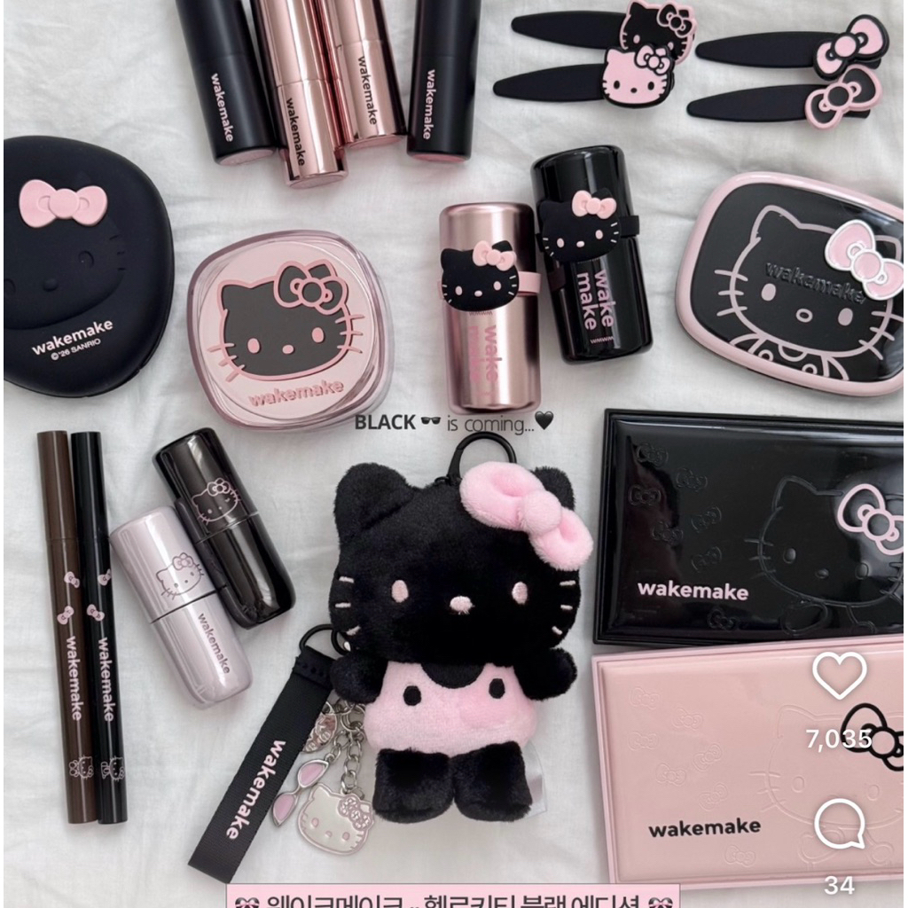 現貨 WAKEMAKE 黑金Kitty 凱蒂貓聯名 HELLO KITTY聯名 粉底液 眼影盤 唇膏 腮紅 打亮