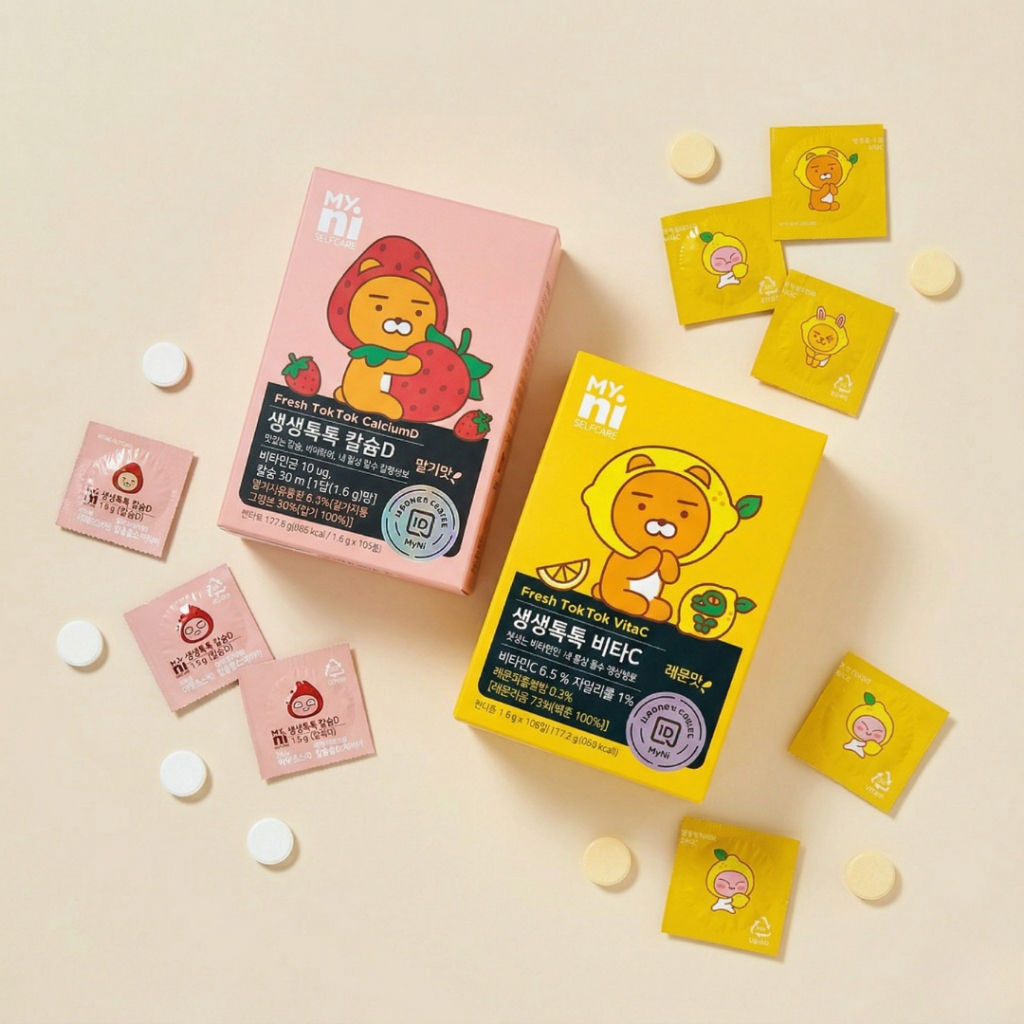【MYni  x KaKao】維他命C錠 維生素D錠 108入 萊恩熊聯名款 維生素C 咀嚼片