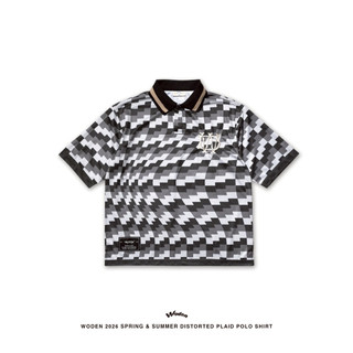 WODEN 2026 Spring & Summer Distorted Plaid Polo Shirt