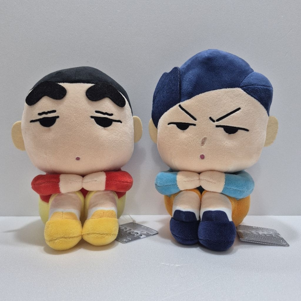 全新 日本景品 蠟筆小新 坐著等待 小新 風間 絨毛娃娃 22公分