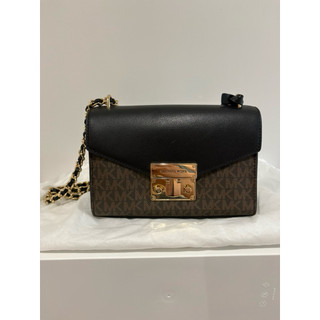 [MK 二手良品］Michael Kors Whitney 老花拼接鍊條包(Outlet專屬款）
