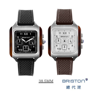 BRISTON 甘迺迪三眼計時款 石英錶 FKM 矽膠橡膠錶帶 沉穩黑 摩卡棕 快拆錶帶 男錶 男生手錶 38.5MM