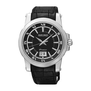 SEIKO Premier 紳士經典皮革男錶 SUR015J2 / 6N76-00B0A 錶徑40MM