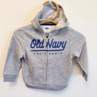 OLD NAVY kid 經典LOGO灰色內刷毛連帽拉鍊夾克長袖外套 3T3A