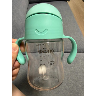 二手 微笑水壺Evorie Tritan滑蓋學習吸管水杯防漏200mL(微笑水杯 練習水杯 練習喝水 寶寶水杯)