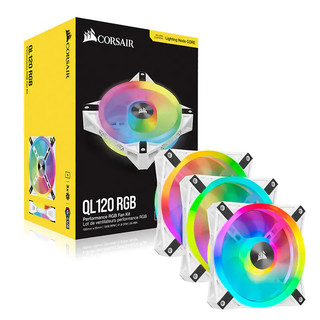 CORSAIR海盜船 120mm iCUE QL120 RGB PWM 白色三風扇套組