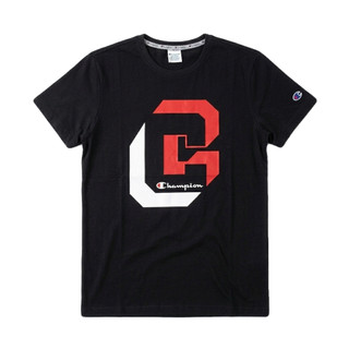 [現貨]美式復古潮牌Tee 冠軍LOGO刺繡圖案 黑 Champion短袖 形象標誌嘻哈潮流街舞T-shirt