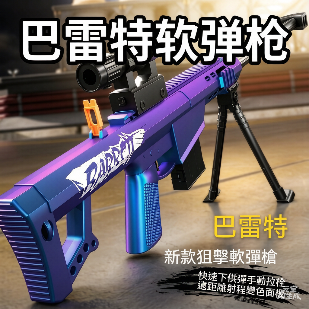 台灣出貨 超大號巴雷特軟彈槍98k狙擊槍仿真awm變色龍兒童玩具槍模型搶突擊步槍沖鋒 交換禮物 安全軟彈玩具槍兒童禮物