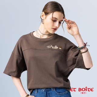 BLUE WAY ET BOiTE 箱子 - 女款 LIZ解構多剪接連袖短TEE(咖啡)