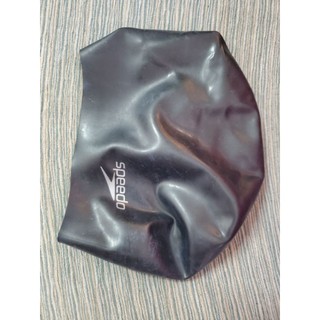 二手品牌speedo黑色矽膠成人泳帽