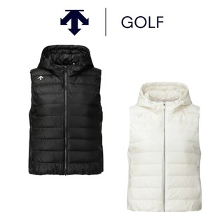 【DESCENTE】GOLF 迪桑特 女士 連帽高爾夫羽絨背心(黑色/白色)