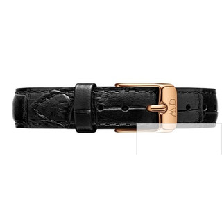 全新 Daniel Wellington 28mm 手錶用 PETITE READING 黑色 鱷魚紋皮革錶帶 12mm