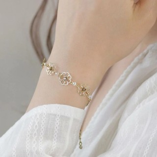 【現貨】手環 手鍊 花朵 水鑽 金色 銀色 玫瑰金 日本飾品 OSEWAYA 21BL0311