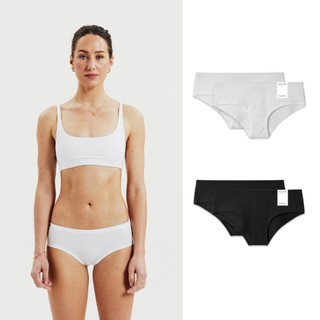 Bread & Boxers 兩件組 Hipster 舒適有機棉女用三角內褲 白/黑