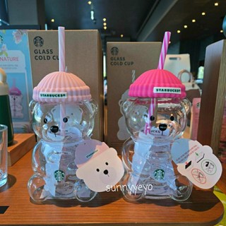 ♡33♡ 現貨 韓國星巴克 小熊玻璃吸管杯 591ml 冷飲杯 隨行杯 Bearista 韓國限定 Starbucks