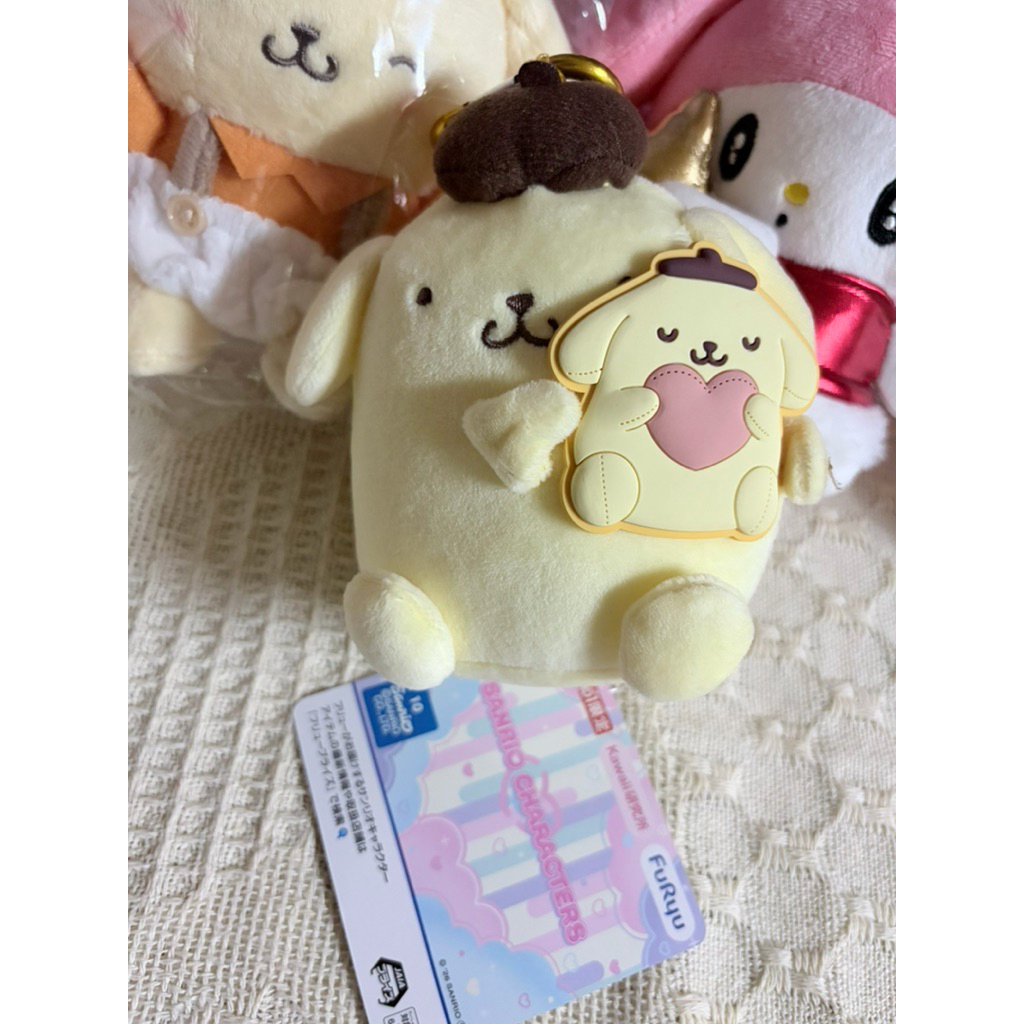 日本帶回 布丁狗新品 布丁狗 pompompurin 布丁狗抱布丁狗吊飾愛心扣娃娃 質感超好摸 全新含吊牌