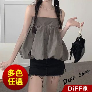 【DIFF】韓版寬鬆綁帶小背心蓬蓬上衣 背心 小可愛 衣服 短版上衣 小背心 女裝 短袖上衣 衣服 短版背心【V461】