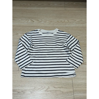 110cm / uniqlo 白底 條紋 上衣 二手 女童 男童