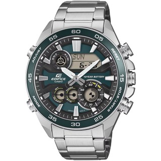 CASIO 卡西歐 EDIFICE 10年電力雙顯運動計時手錶-綠x銀 ERA-130D-3A 開學季禮物