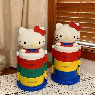 Hello Kitty收納盒旋轉 收納KT首飾盒 三層收納盒