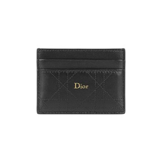DIOR Trianon Freesia 縫線格紋小羊皮卡片夾/名片夾(黑色)