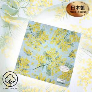 【e2life】☆大判 58*58 cm ☆ 日本製 JUNKO SHIMADA 100% 純棉 女 手帕 黃色含羞草
