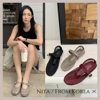 Nita 韓國代購/東大門新款漆皮閃鑽漁網鞋