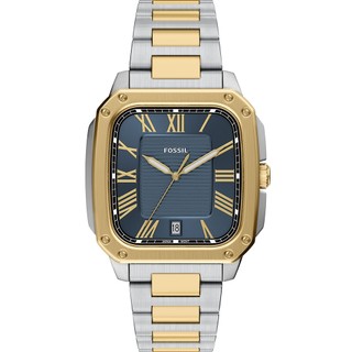 FOSSIL Crosby 工業風羅馬方形手錶-銀x金/42mm FS6161 開學季禮物