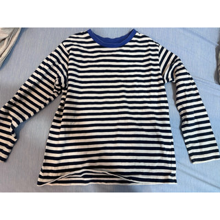 ⚡️現貨 🤍二手 Uniqlo kids 幼童 藍白條紋薄長袖上衣 130cm
