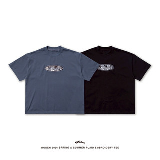 WODEN 2026 Spring & Summer Plaid Embroidery Tee