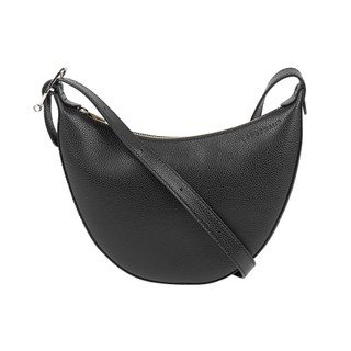 LONGCHAMP Le Foulonne S 牛皮半月斜背包(黑色)