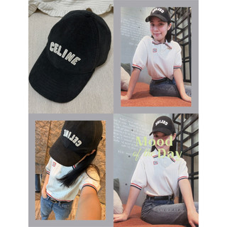 Celine 燈芯絨字母棒球帽