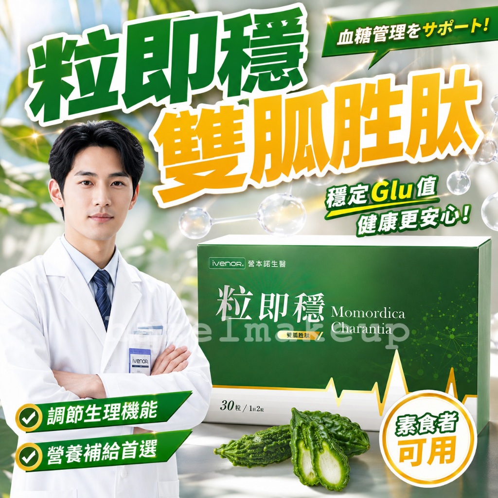 公司正貨【iVENOR】粒即穩 30錠 單盒 口服胰島素 穩定調節生理機能 粒即穩膠囊 雙胍胜肽 雙胍胜肽粒即穩膠囊