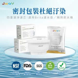 【JWAY】四重濾淨濾芯(4/6/12入)｜適用Brita濾水壺/瞬熱飲水機 通用型濾心 除氯 去水垢茶垢 淨水器耗材