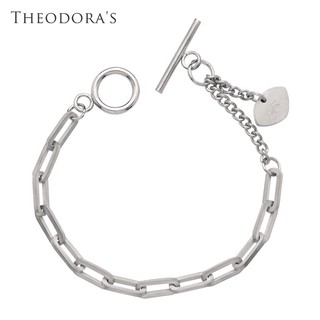【THEODORA'S】銀河系 簡約西德鋼鏤空OT釦手鍊-女款銀【希奧朵拉】