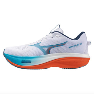 Mizuno WAVE RIDER 30 男款 4E 寬楦 慢跑鞋 白/藍/橘 J1GM262151