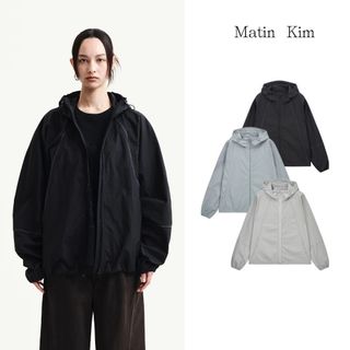 【MATIN KIM】LOGO連帽風衣外套 三色 官方直營