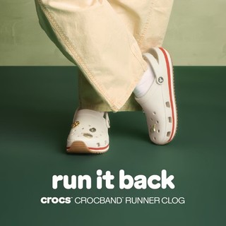 67*Crocs卡駱馳 中性鞋 洞洞鞋 Crocband Runner 卡駱班 橡膠底 復古輕彈 白212831-2MD
