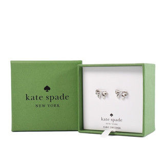 KATE SPADE 晶鑽蝴蝶結針式耳環禮盒-銀色【美國正品現貨】