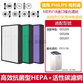 【隔日達】適用PHILIPS飛利浦 抗病毒 DE5205 DE5206 DE5207濾網 FY1119 HEPA濾網濾芯